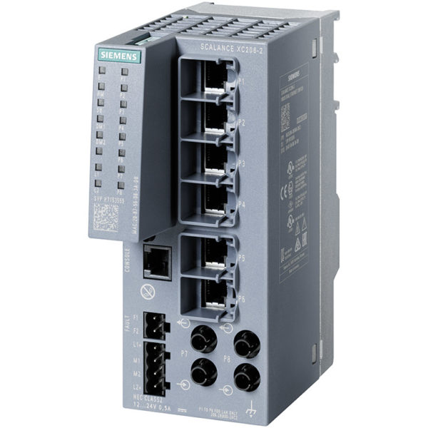 6GK5206-2BB00-2AC2 - Switch công nghiệp 6 cổng RJ45 100 Mbps + 2 cổng ST/BFOC 100 Mbps + 1 cổng quản lý SCALANCE XC206-2 Managed & Layer 2 | Siemens