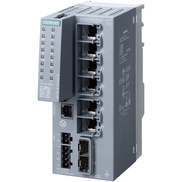 6GK5206-2BS00-2FC2 - Switch công nghiệp 6 port RJ45 10/100 Mbps + 2 port SFP 100/1000 Mbps + 1 port quản lý SCALANCE XC206-2SFP EEC Managed & Layer 2 | Siemens