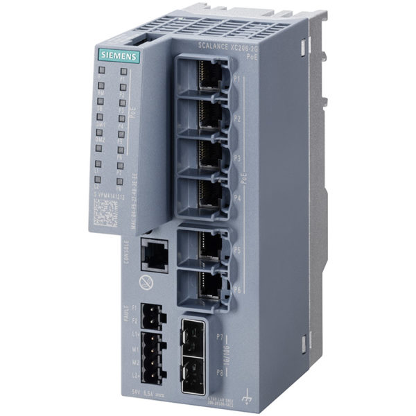 6GK5206-2RS00-5AC2 - Switch công nghiệp 6 cổng PoE RJ45 10/100/1000 Mbps + 2 cổng SFP+ 1000/10000 Mbps + 1 cổng quản lý SCALANCE XC206-2G PoE Managed & Layer 2 | Siemens