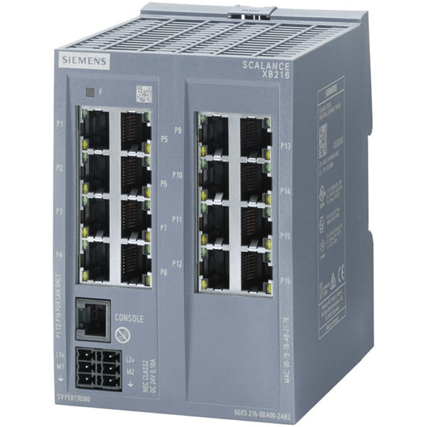 6GK5216-0BA00-2AB2 - Switch công nghiệp 16 cổng RJ45 10/100 Mbps + 1 cổng quản lý (PROFINET) SCALANCE XB216 Managed & Layer 2 | Siemens